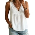 thumbnail image 2 of Linen Tank Tops for Women Sleeveless Spaghetti Strap Tank Top Empire Waist Babydoll Tops Lightweight Linen Shirt White XL, 2 of 4