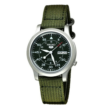 Seiko Men's 5 Automatic SNZG09K Green Nylon Automatic Fashion Watch ...