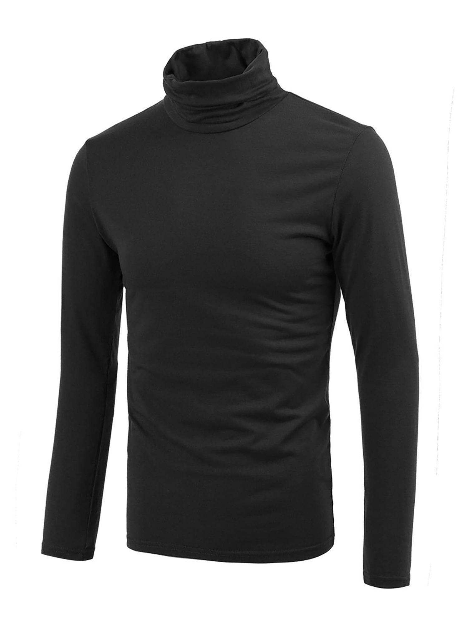 Unique Bargains Men's Pullover Lightweight Long Sleeve Top Turtleneck T-Shirt 46 Black