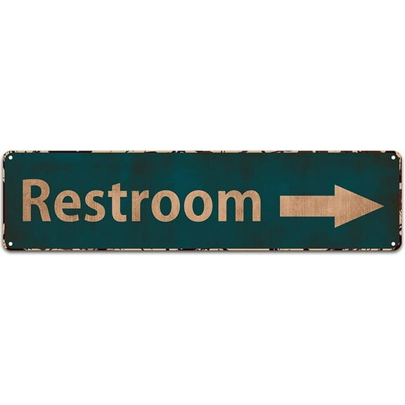 Restrooms Right Arrow Sign Vintage Metal Sign Bathroom Door Signs for Offices Businesses Restaurants 4X16 inch
