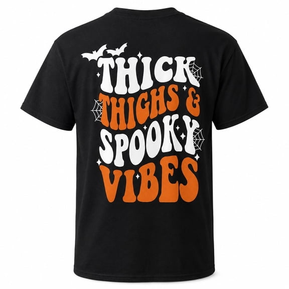 Thick Thighs Spooky Vibes Halloween Graphic T-Shirt, Unisex Classic Fit