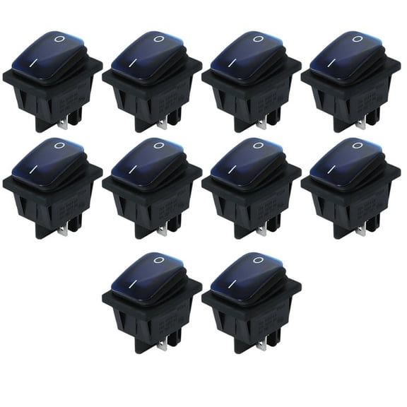 4 Pins Waterproof Rocker Switch 250V 16A Car Boat Button with LED Light Blue Light