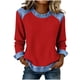 thumbnail image 1 of Camisetas de Manga Larga para las Mujeres Loose Fit Color Sólido Blusa de Cuello Redondo Top Suave Casual, 1 of 6