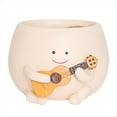 thumbnail image 1 of Maceta con Cara Sonriente y Orificio de Drenaje, Resina para Cuerdas Plantas, Macetas Suculentas Guitarra Únicas Interiores, 1 of 8