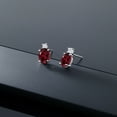 thumbnail image 4 of Gem Stone King 14K White Gold Red Rhodolite Garnet and Lab Grown Diamond Earrings for Women | 2.83 Cttw | Gemstone January Birthstone | Oval 8X6MM, 4 of 4