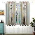 thumbnail image 2 of Cat White in Blue Wall Curtain Black Out Thermal Insulation Curtains Aesthetic 54 Inch Length for Bedroom Living Room 2 panels set, 2 of 5