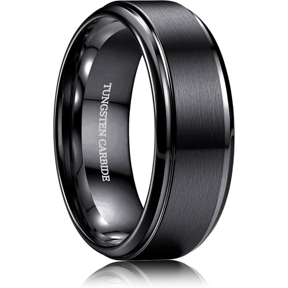 8MM Tungsten Wedding Band Ring Black/Silver/Gold Rings Size 6-10| Matte Surface Durable Tungsten Wedding Engagement Promise Ring Jewelry Gift Comfort Fit for Him