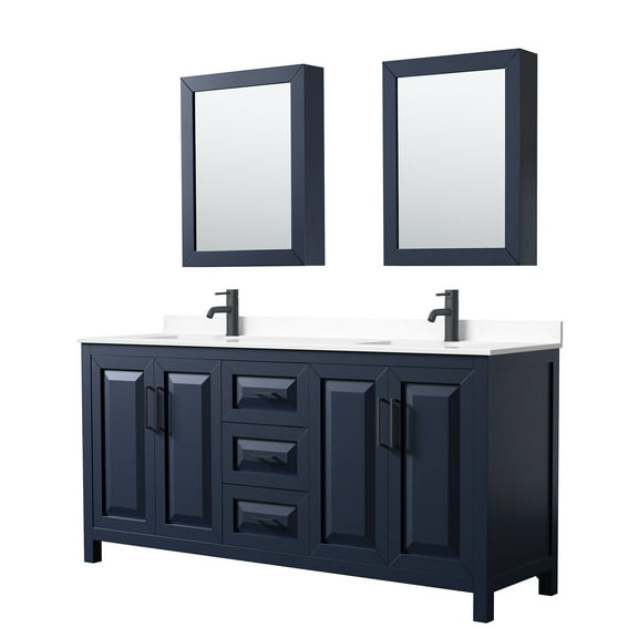 Wyndham Collection WCV252572DBBWCUNSMED Daria 72" Free Standing Double Basin Vanity Set -