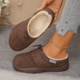 thumbnail image 5 of Domuza Women's Fleece Lined Faux Suede Mule Slippers, Adjustable Drawstring Slip-On Winter Clogs, Non-Slip Warm Indoor Outdoor House Shoes Brown 8.5（EU-41）, 5 of 9