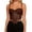 Coffee, variant on Womens Tank Solid V Neck Mesh Camisole with Built in Bra Shining Rhinestone Detachable Straps Bustier Coffee 34