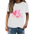 thumbnail image 2 of White Womens Tee Shirt Tops, Spandex Womens Oversized Tee Shirts, Womens Shirts Dressy Casual, Women's New Summer Valentine's Day Simple Love Printed Round Neck Short Sleeved T Shirt Casual Top, 2 of 4
