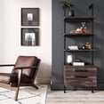 thumbnail image 2 of Nathan James Theo Open Shelf Industrial Bookcase with Drawers in Warm Nutmeg Wood and Black Steel Frame, 2 of 8