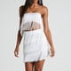thumbnail image 3 of Vestido Falda Mujer Conjunto de 2 piezas Borla sin espalda Fuera del hombro Traje diario Kuymtek Blanco T M para Mujer, 3 of 7