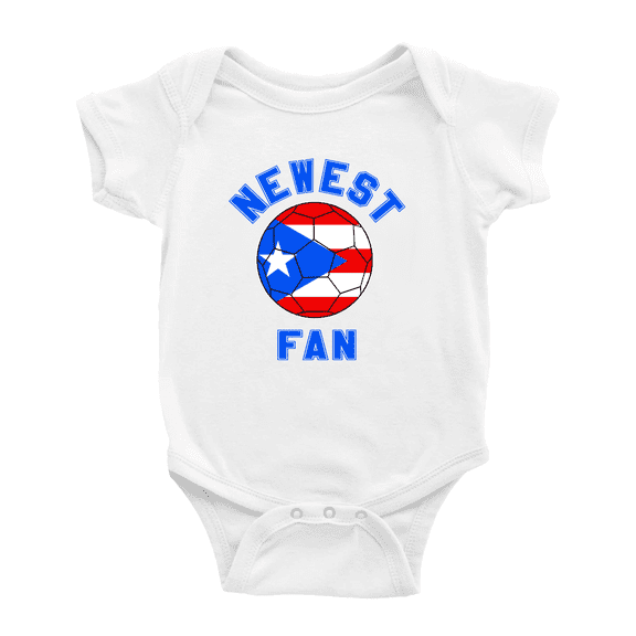 Newest Puerto Rico National Soccer Team Fan Baby Rompers (White, 12-18 Months)