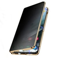 ELEHOLD for Samsung Galaxy S22 Ultra Privacy Case, Double Sided Tempered Glass Metal Bumper Frame Magnetic Adsorption Privacy Screen Protector Anti-Peeping Anti-Spy Case Cover, Gold