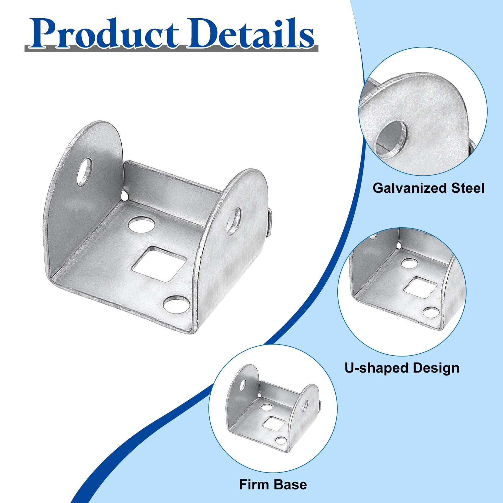 Uxcell 20 Pcs U Bracket for 1.34" Panels, 33 x 36.5 x 30mm Metal U Shaped Fasteners Brackets for Guardrail or Partitions Connection, Silver