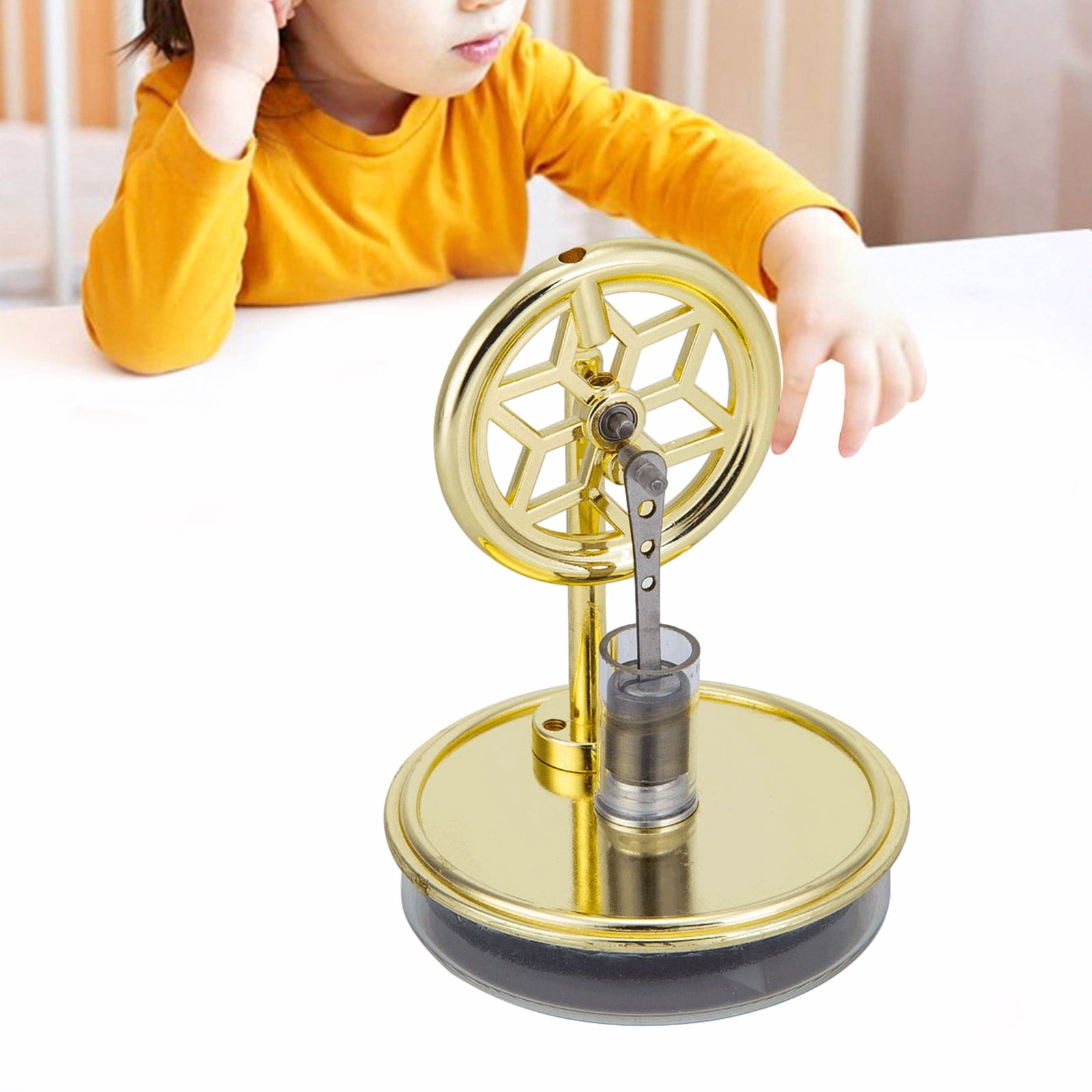 Low Temperature Stirling Engine Assembled Electricity Generator Heat Experiment Generator Model with Flywheel Designs