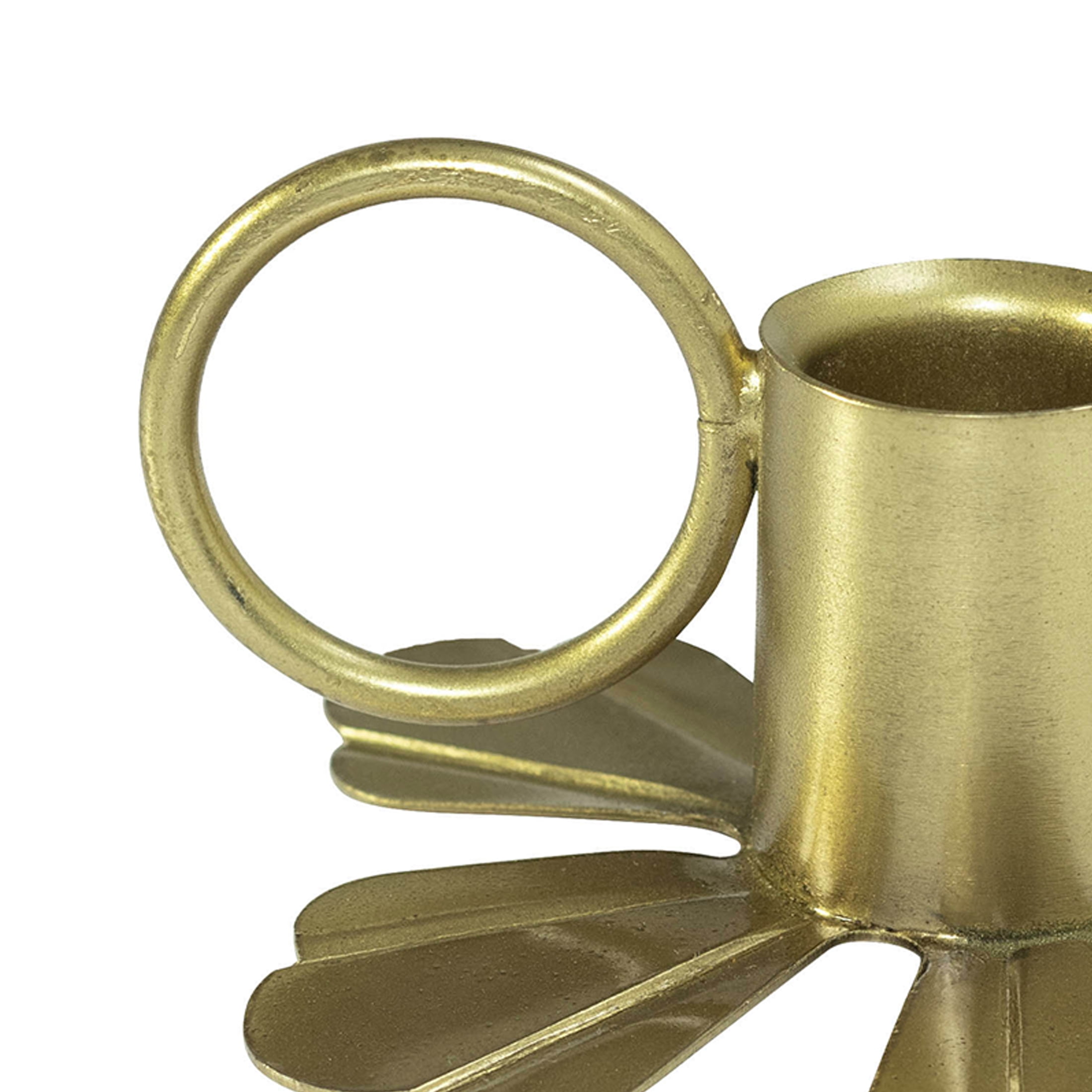 My Texas House Gold Petal Metal Taper Candle Holder with Handle, 1.5"