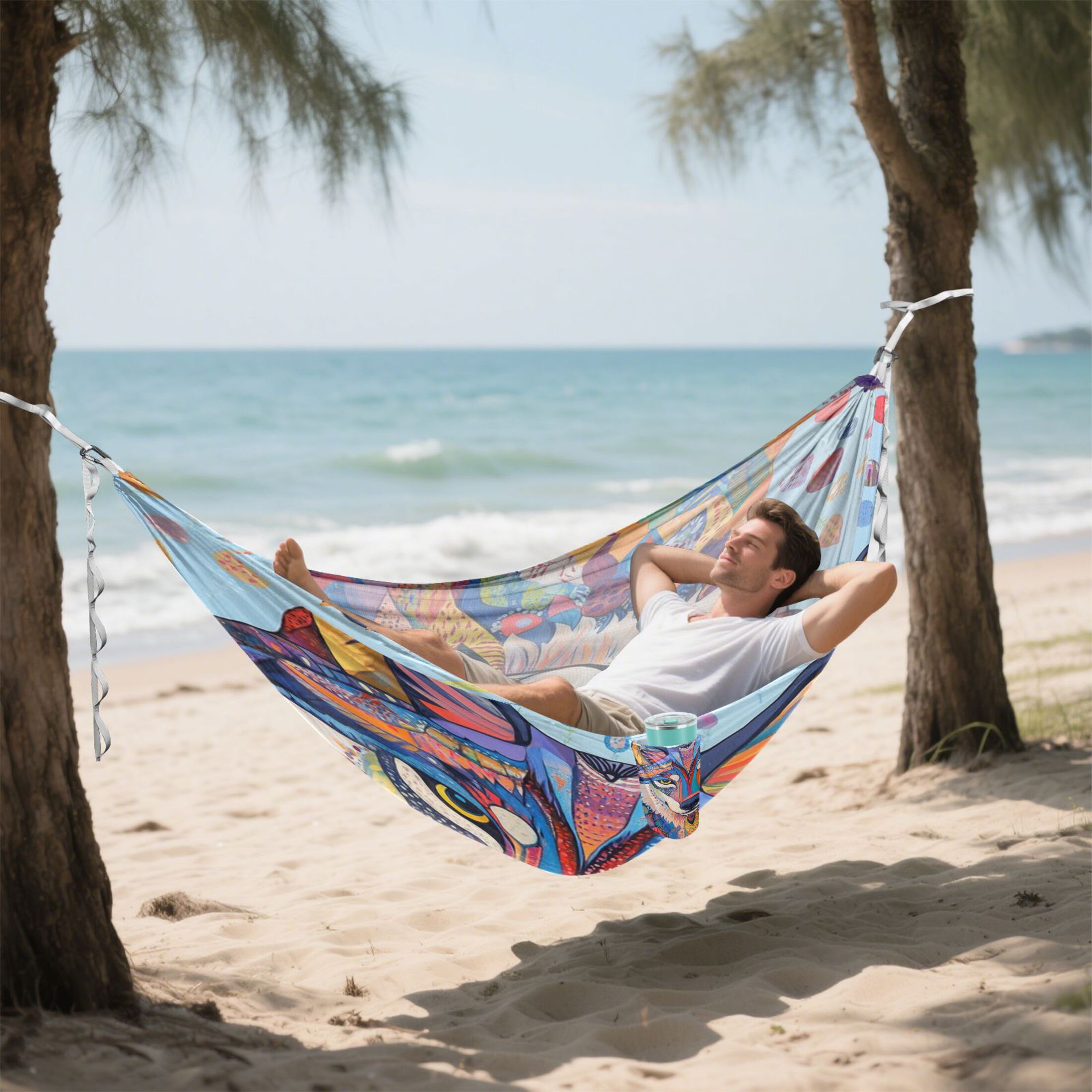 Hammock Camping Hammock Nylon Portable Hammock Travel Camping Hammock Colorful Raindrop Wolf