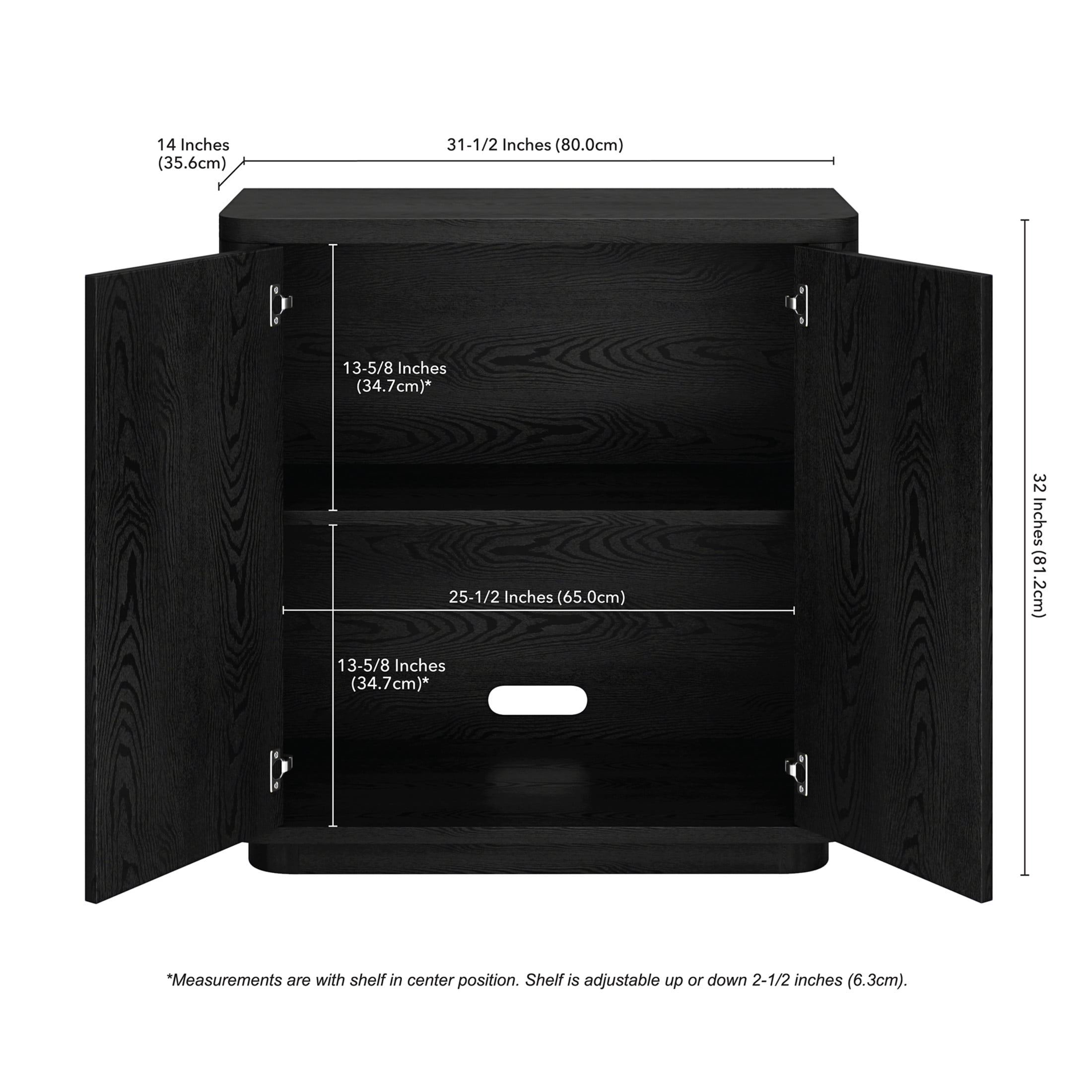 Evelyn&Zoe Modern/Contemporary 32" Wide Black Grain Accent Cabinet