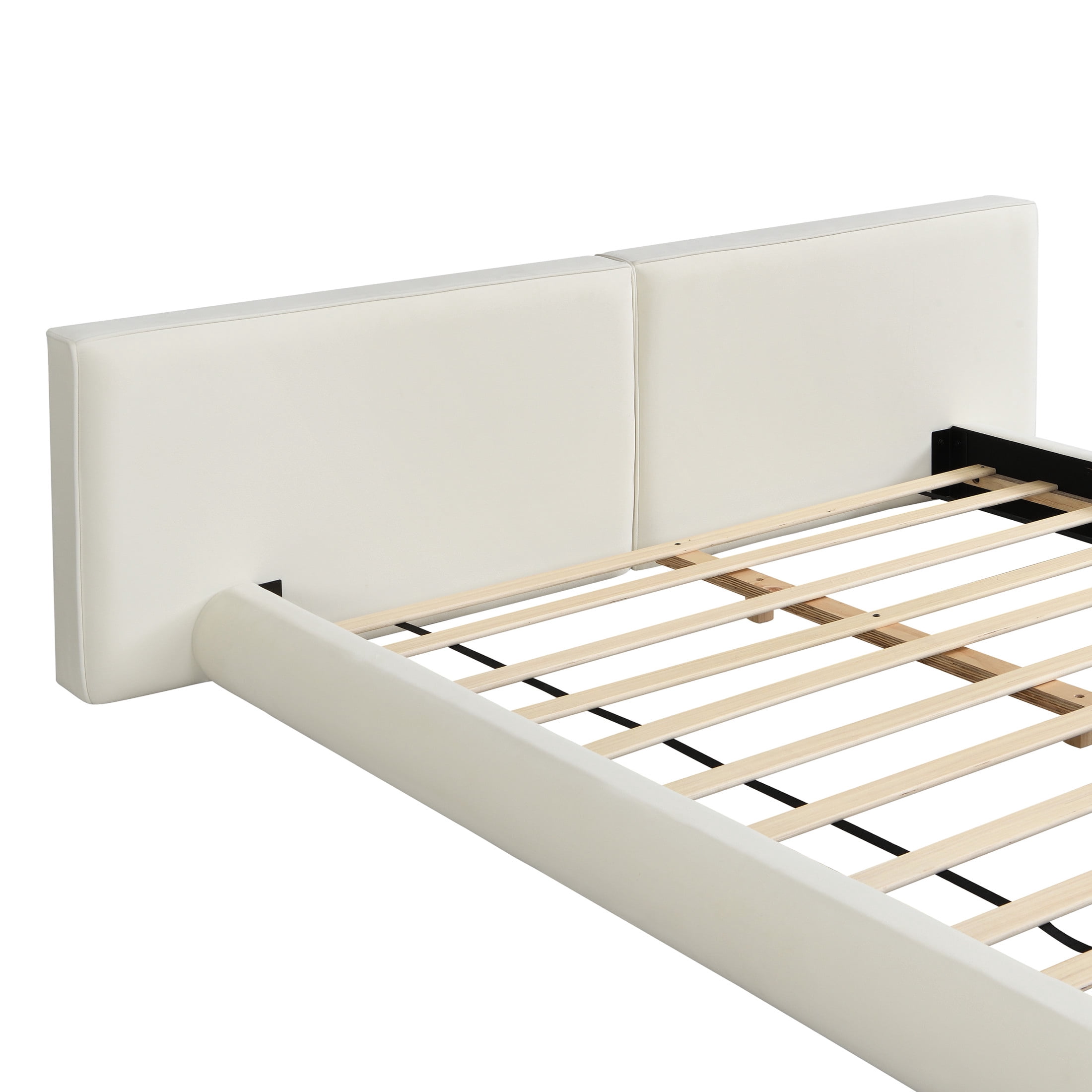 Christopher Knight Home Modern Floor-Hugging Upholstered Platform Bed, Queen Size, Cream