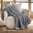 thumbnail image 6 of ROSEKIND Striped Blanket | Premium Faux Fur Touch Ribbed Throw for Sofa & Bed, Cozy Gift for Adults & Friends-40x60in, Silver Cloud, 6 of 6