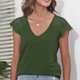 thumbnail image 2 of Camisa de encaje para mujer, escote en V profundo, ajuste holgado, Color sólido, transpirable, blusa informal de verano para uso diario OD verde XL, 2 of 8