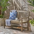 thumbnail image 2 of GDF Studio Kuhn Outdoor Acacia Wood Bench with Shelf, Gray, 2 of 7