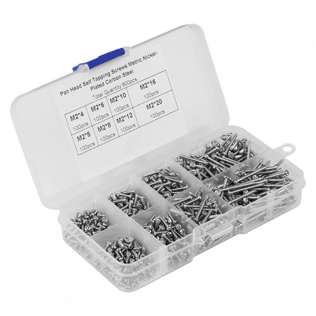 LAFGUR Small Wooden Nails Wood Screw 800Pcs Self-Tapping Screws With Box, Screws Pan Head Self-Tapping Screws Kit, Eight Common Lengths Multifunctional Mini Screw Set, For Furniture For Home