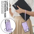 thumbnail image 6 of ShellTech for iPhone 11 Case with Card Holder and Strap - Zipper Pocket,Crossbody Lanyard Strap,Credit Card Holder,Stand Ring,Cute Phone Wallet Case for Women,Purple, 6 of 10