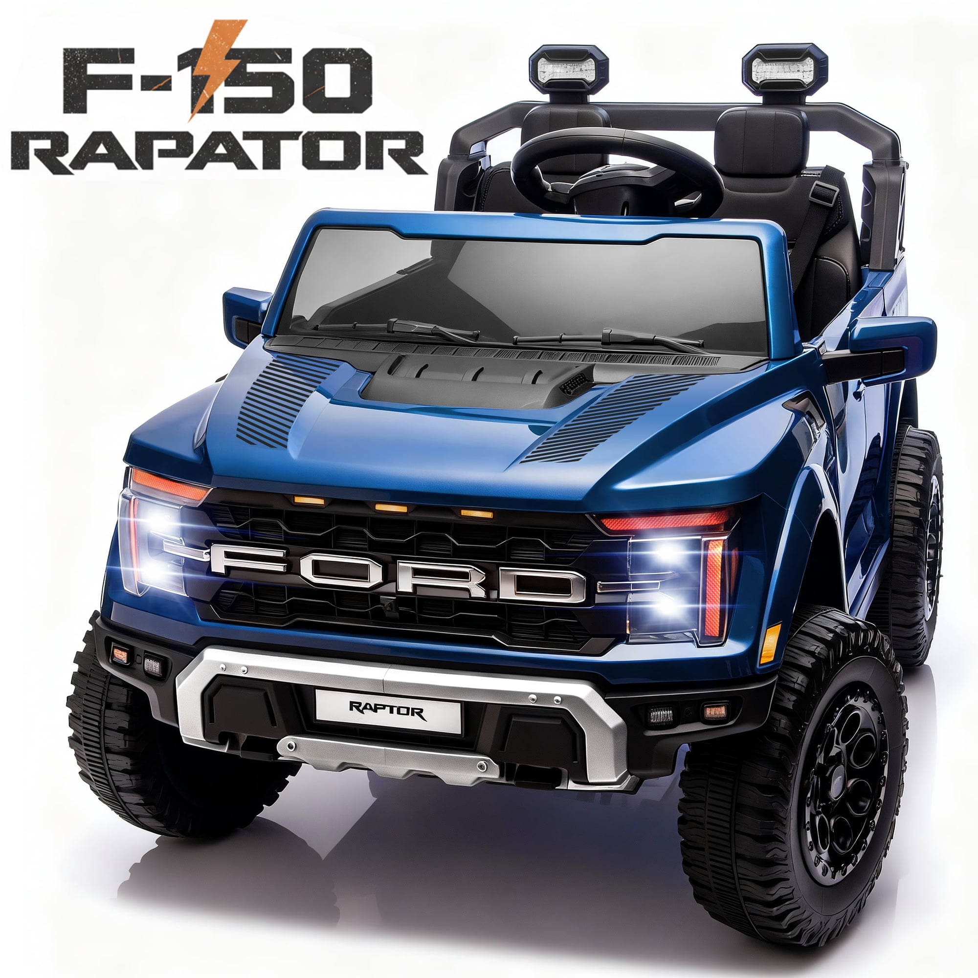 Conchico Licensed Ford F-150 24V 2 Seater Kids Powered Ride-On Cars with Remote & Durable Wheels, Blue