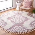 thumbnail image 2 of SAFAVIEH Moroccan Tassel Desmond Southwestern Shag Area Rug, Pink/Ivory, 6'7" x 6'7" Round, 2 of 11