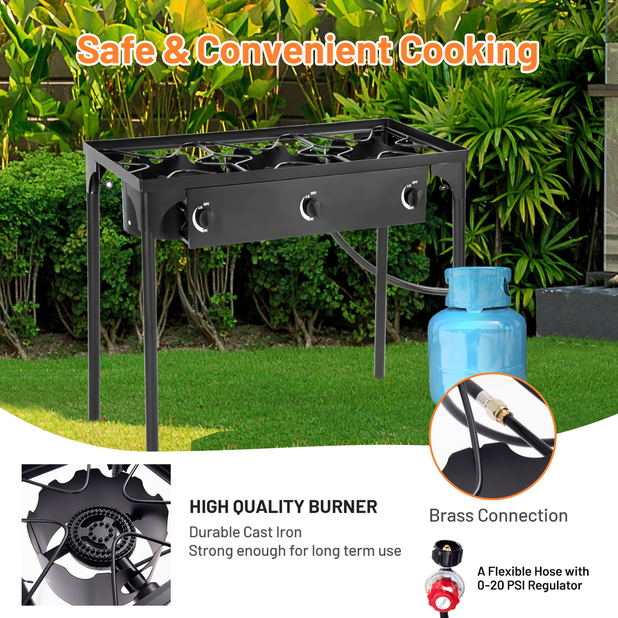 Portable High Power 3 Burner Gas Stove For Outdoor Camping - Temu
