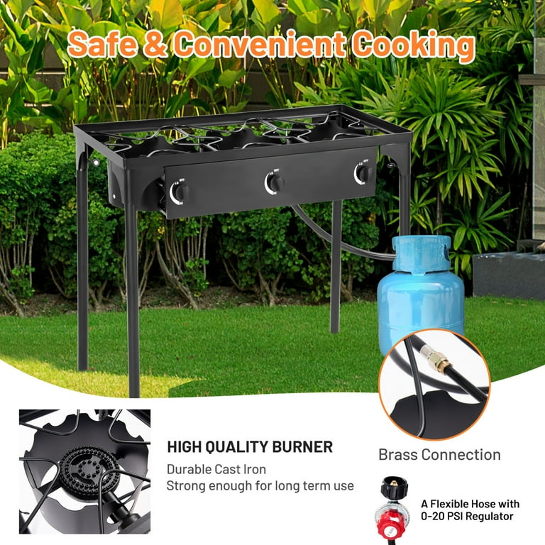 Gymax Heavy Duty Cast Iron Charcoal Grill Tabletop BBQ Grill Stove for Camping Picnic