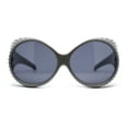 thumbnail image 2 of Womens Exaggerated Vintage Round Windbreak Goggle Style Wrap Sunglasses Grey - Black, 2 of 4