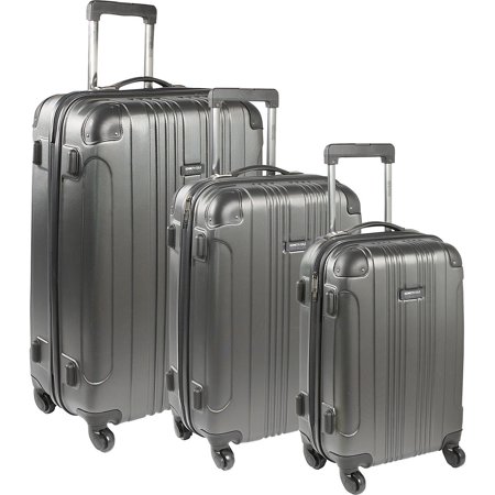 Kenneth Cole REACTION Out of Bounds Lightweight Hardshell 4-Wheel Spinner Luggage, Charcoal, 3-Piece Set (20", 24", & 28")