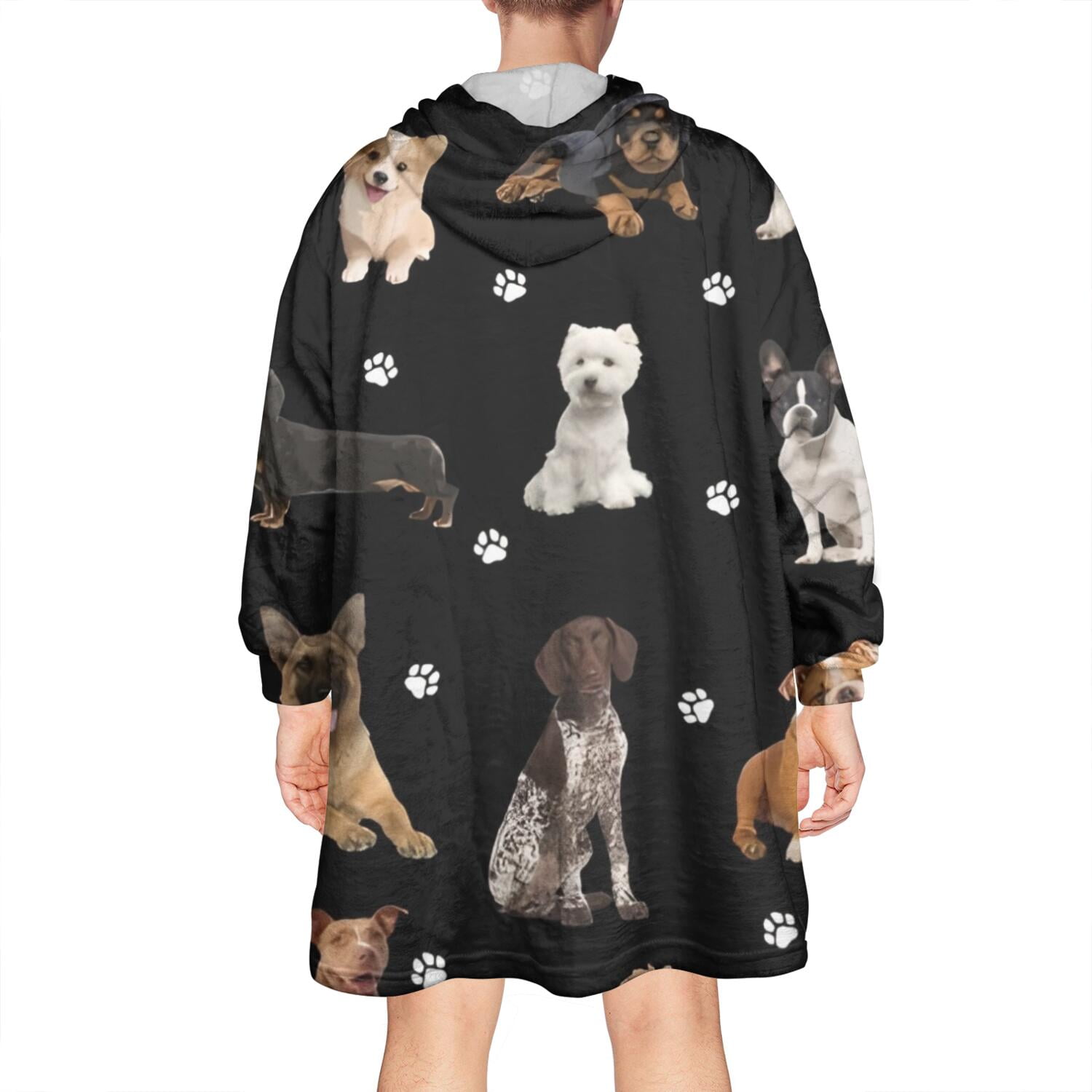 Wearable Oversized Blanket,Dog Breeds Wearable Blanket Hoodie for Adults,Cozy Hooded Blankets with Super Pockets,Super Warm Fuzzy Pullover for Women & Men