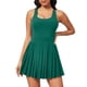 thumbnail image 1 of Vestido de tenis Heathyoga para mujer con pantalones cortos y sujetador verde oscuro, 1 of 5
