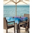 thumbnail image 3 of Fsddascl Blue Purple Pink Floral Marble Outdoor Tablecloth - 60x60 Inch Square Dining Table Cover, Contemporary Abstract Art Waterproof Outdoor Table Cloth with Umbrella Hole & Zipper for Patio, 3 of 7