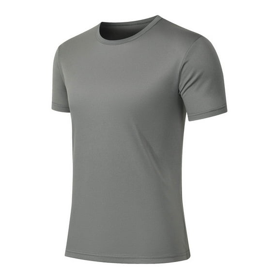 Arnsht Men's Short Sleeve UPF 50 T-Shirt Quick Dry Rash Guard Athletic Running Swim Top Tee Performance Solid Color Round Neck Shirts Gray M