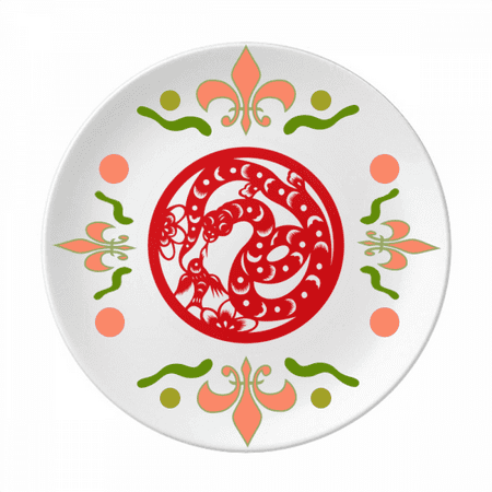 

Paper-cut Snake Animal China Zodiac Art Flower Ceramics Plate Tableware Dinner Dish