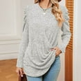 thumbnail image 5 of Long Sleeve Pullover Tops Women Plus Size Tunic Tops Women Casual Sweatshirts Solid Crew Neck Sweatshirt Split Long Sleeve Tops, 5 of 9