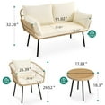 thumbnail image 4 of Dextrus 4 Pieces Patio Furniture Set, Wicker Outdoor Bistro Set, with Loveseat Chairs Table Soft Cushions, Beige, 4 of 7