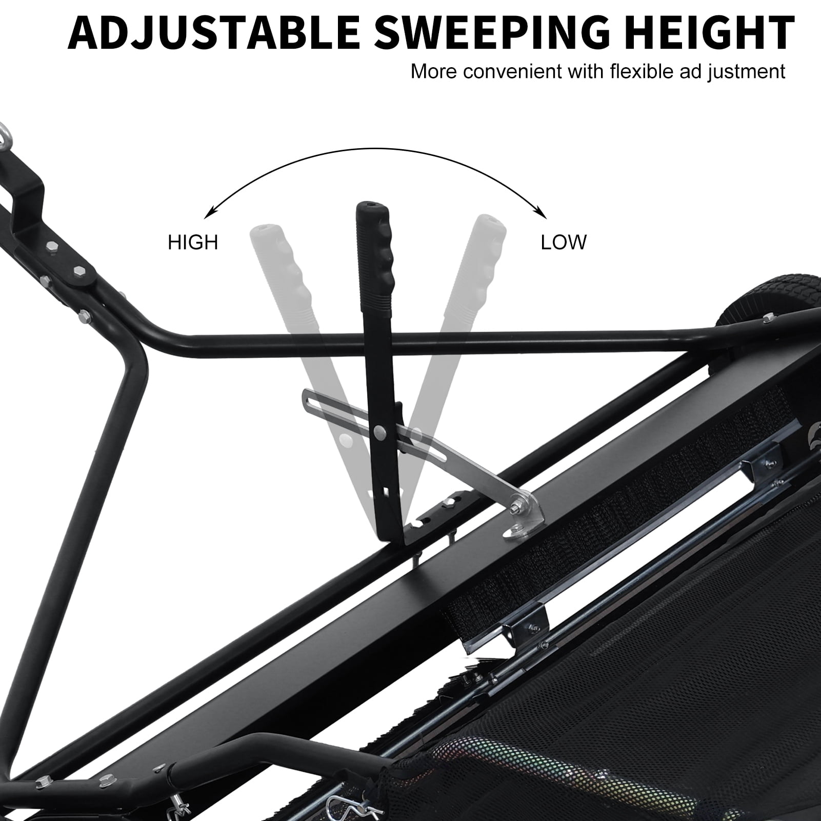 Wharick 44 Inch Lawn Sweeper Tow Behind, 25 cu.ft. Large Pull Behind Grass Sweeper, Heavy Duty Leaf & Grass Collector Adjustable Sweeping Height for Garden Yard Sweeper