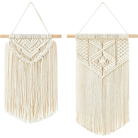 2 Lace Wall Tapestries Small Woven Art Boho Chic Home Decor Apartment Dorm Decor, 30cm(L) x 25cm(W) and 40cm(W) x 25cm(W)