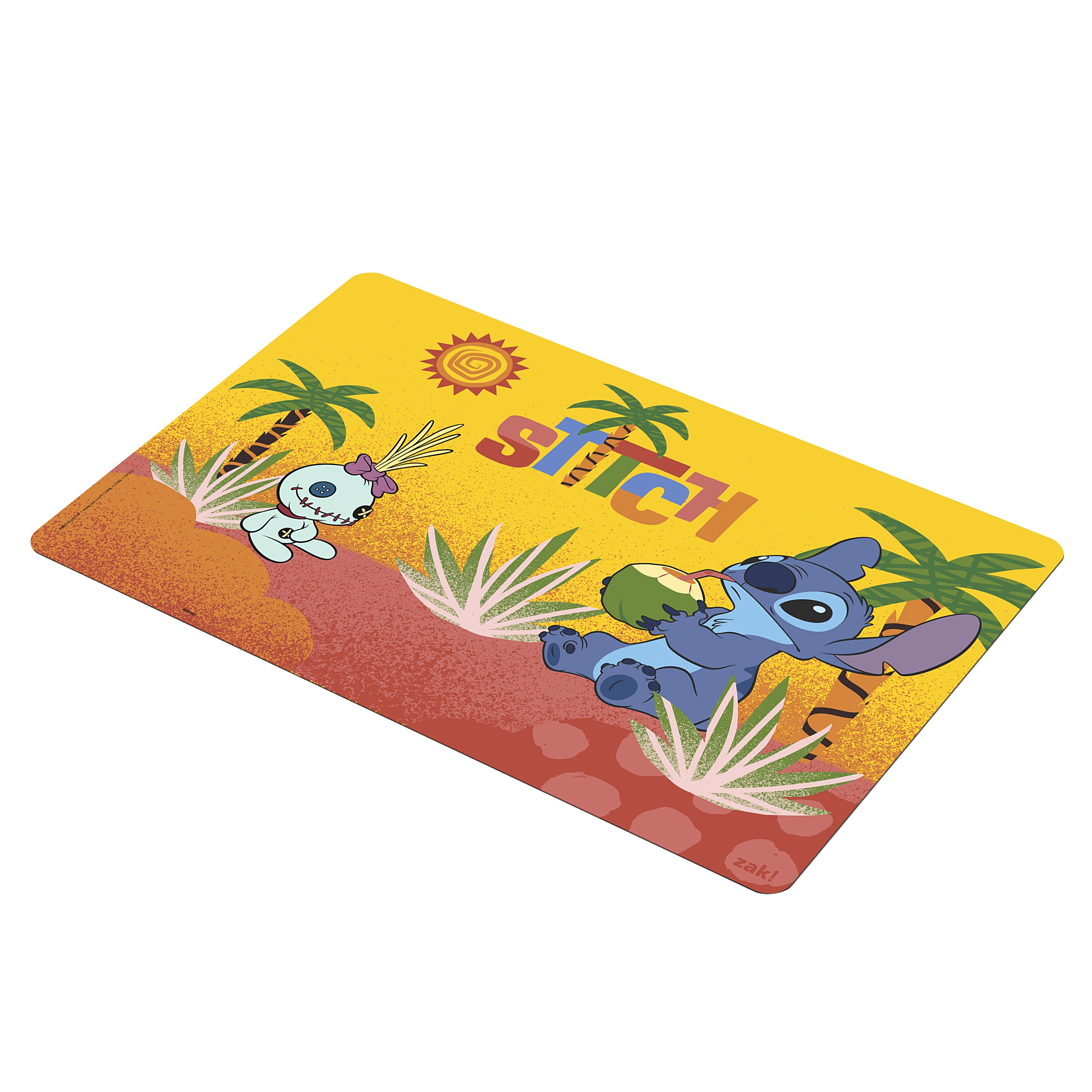 Zak Designs 11.8" x 17.6" Stitch Reusable Kids Plastic Placemat, Disney Stitch