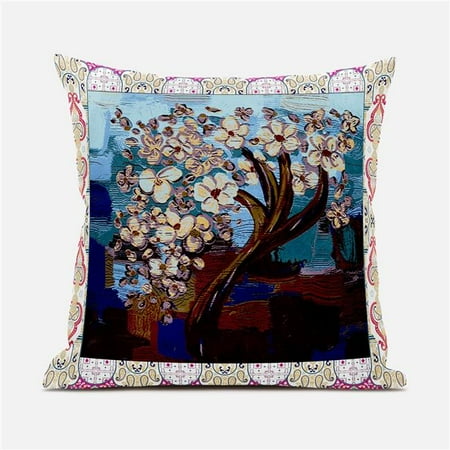 

Amrita Sen Designs CAPL769FSDS-ZP-20x20 20 x 20 in. Tree Oil Duo Suede Zippered Pillow with Insert - Brown Blue & Purple