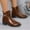 Brown, variant on YOUSNH Fashion Women Artificial Leather Autumn Square Heels Zipper Solid Short Booties Round Toe Shoes Womens Boots Brown 7