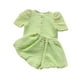thumbnail image 1 of Jumpingount Conjunto de camisas de ropa para niñas, mano de obra de poliéster de verano, pantalones de cierre de piel de larga duración, Tops conjuntos de ropa verde 100cm, 1 of 6