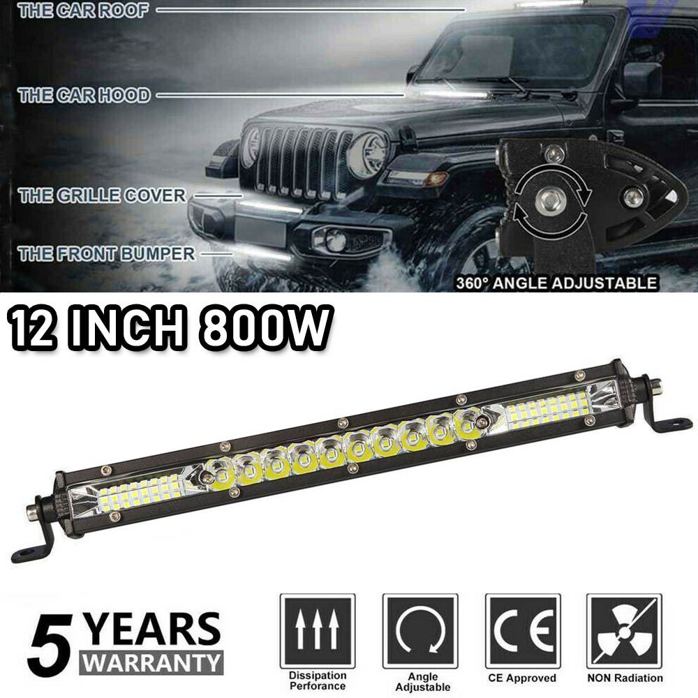 1pcs LED Light Bar 12 inch 800W Work Light for Rv Atv SUV Boat Jeep Lamp Off-road Lighting
